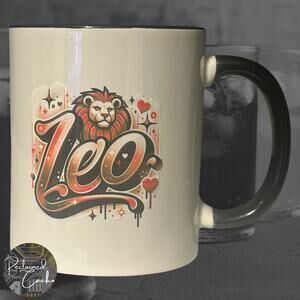 Orange Zodiac Leo White and Black Mug